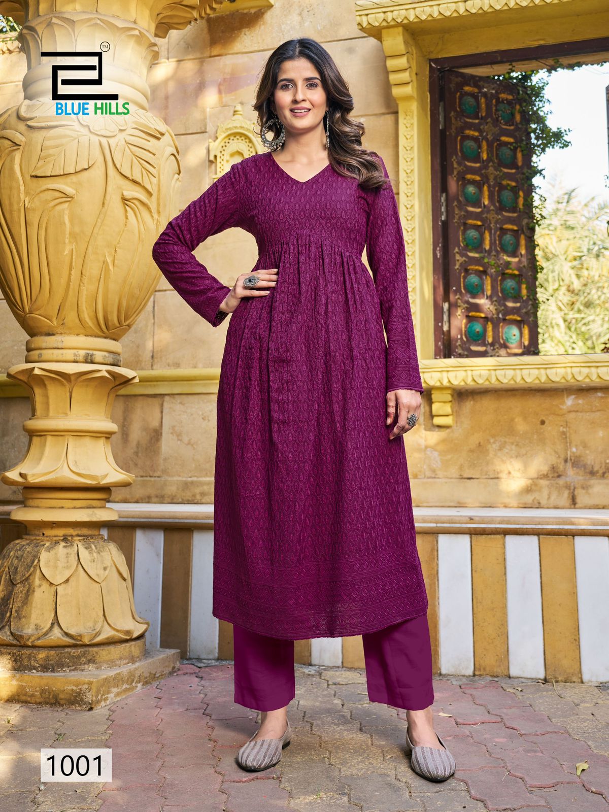 HEAVY RAYON LONG GOWN CHIKANKARI