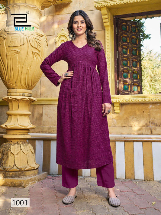 HEAVY RAYON LONG GOWN CHIKANKARI