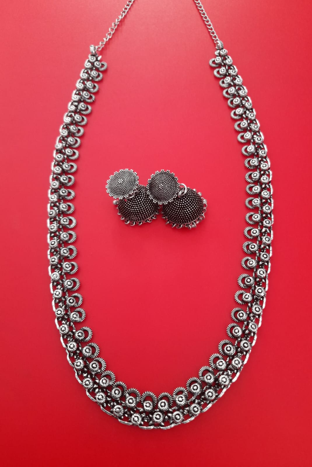 OXIDISED LONG SET WITH JHUMKI