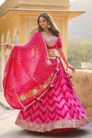 LATEST MUSLIN EMBROIDERY DIGITAL PRINTED PARTY WEAR FULLY STITCHED LEHENGA
