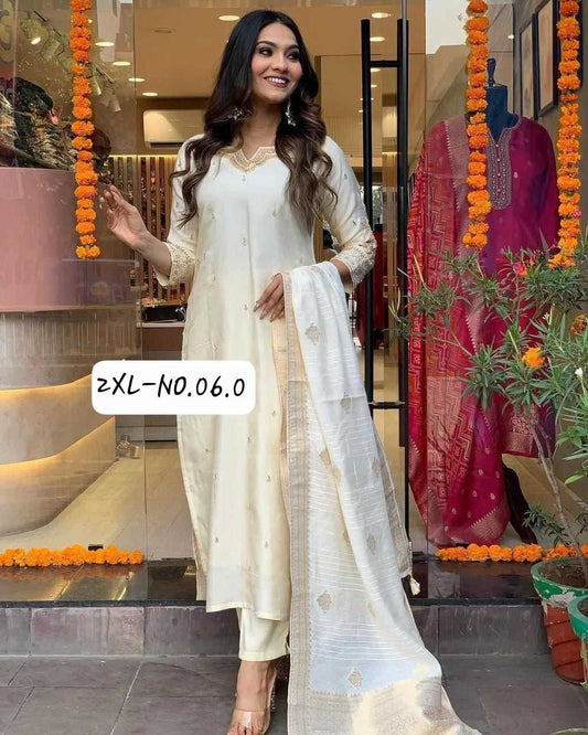 TRENDY SALWAR KAMEEZ SUIT - IVORY