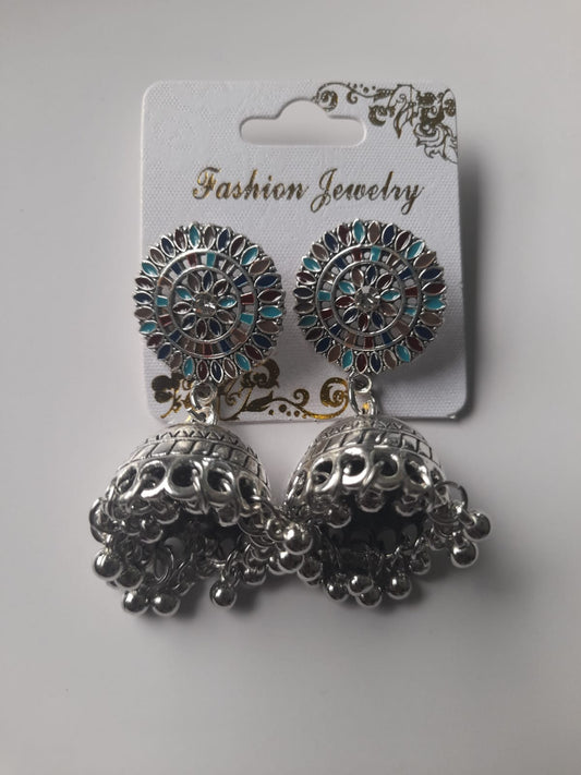 OXIDISED JHUMKI EARRING