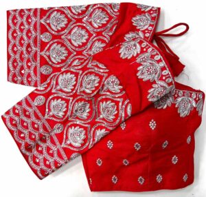 READY TO WEAR FULLY STITCHED HEAVY WORK RED BLOUSE