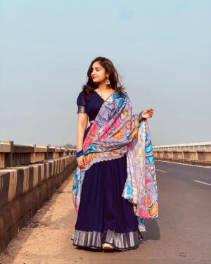 TRENDING FULLY STITCHED AURA SILK NARAYANPETH BORDER WORK LEHENGA