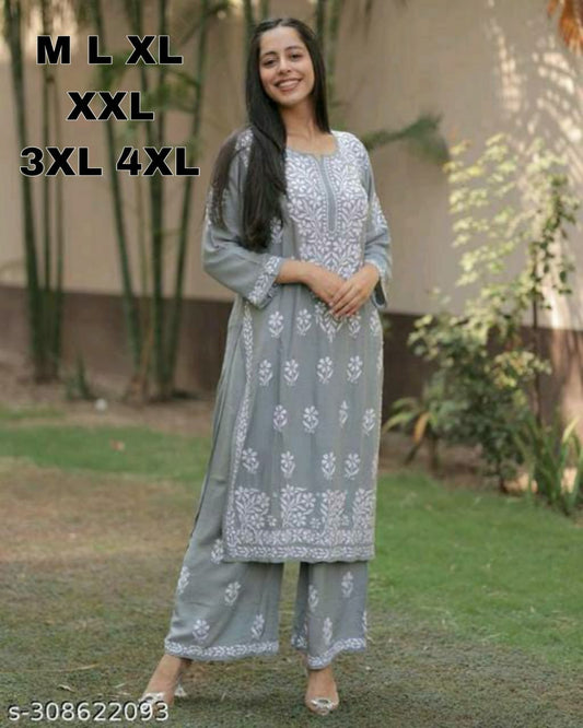 BEAUTIFUL CHIKANKARI KURTI WITH PANT