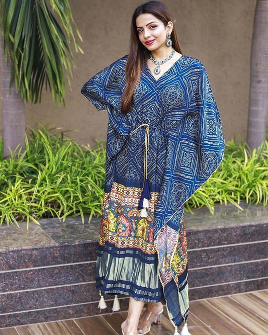 DESIGNER PARTY WEAR DIGITAL PRINT WORK STYLISH KAFTAAN- ADJUSTABLE