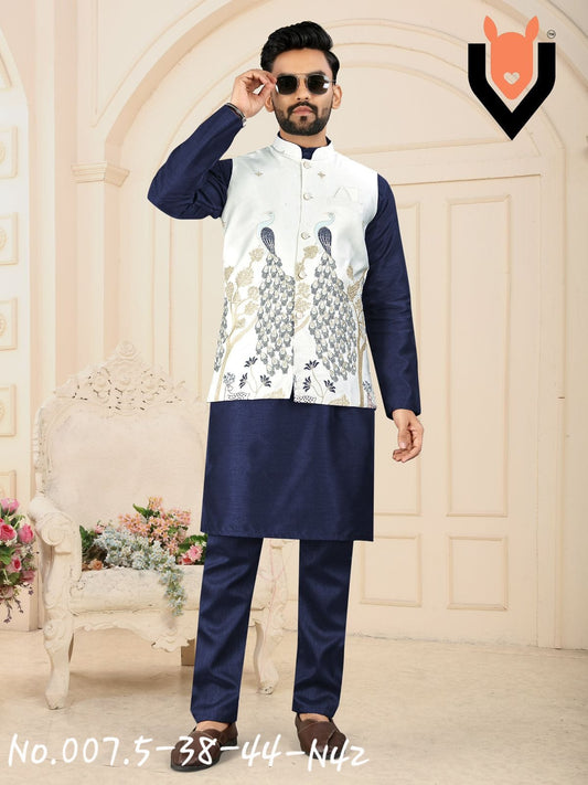MEN’S STYLISH KURTA PYJAMA WITH JACKET