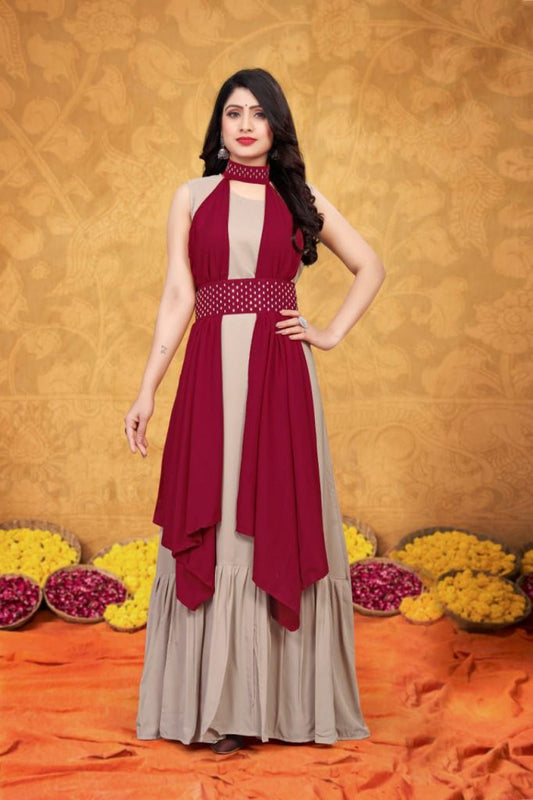 BEAUTIFUL INDO WESTERN GOWN WITH KOTI AND BELT