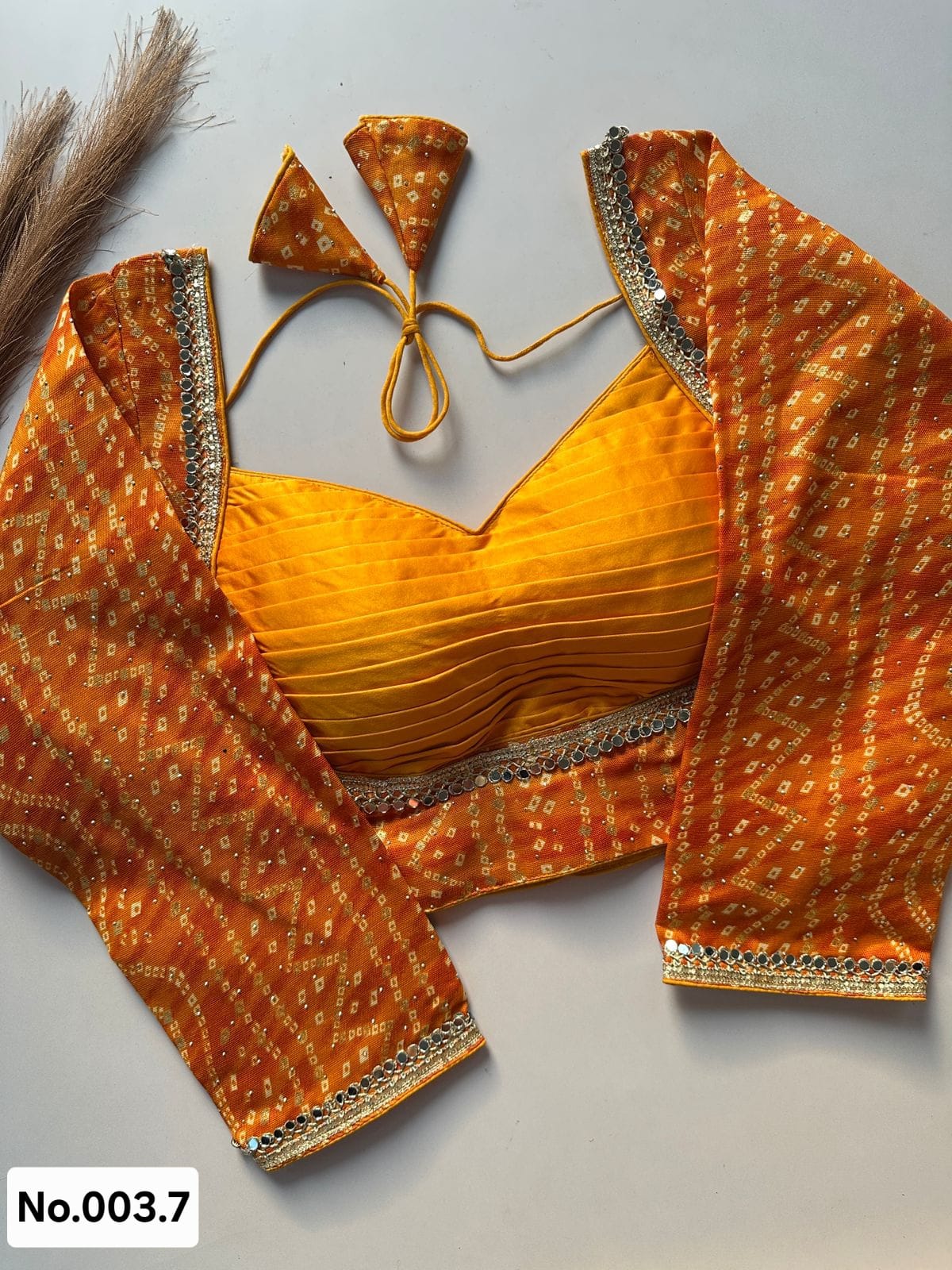 EVERGREEN BANDHANI LOOK - READY TO WEAR BLOUSE - MUSTARD