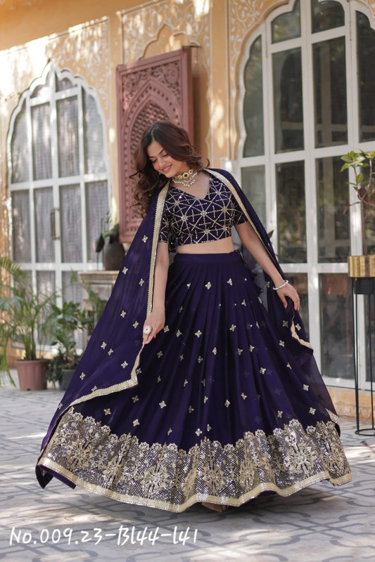 TRENDY SEQUENCE WITH EMBROIDERY PARTY WEAR LEHENGA