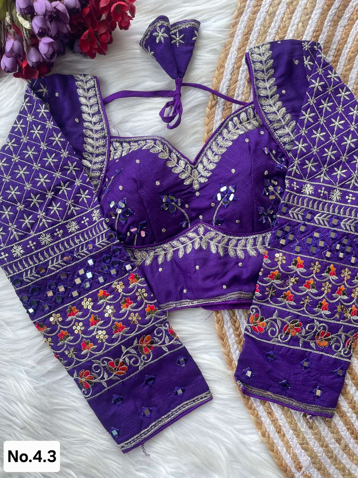 READY TO WEAR STITCHED BLOUSE - PERFECT FOR SAREE AND LEHENGA - PURPLE