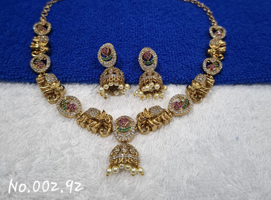 TRENDY BEAUTIFUL GOLD AD ELEPHANT DESIGN NECKLACE WITH JHUMKI